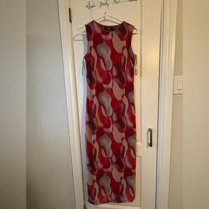 Icone funky red maxi mesh dress